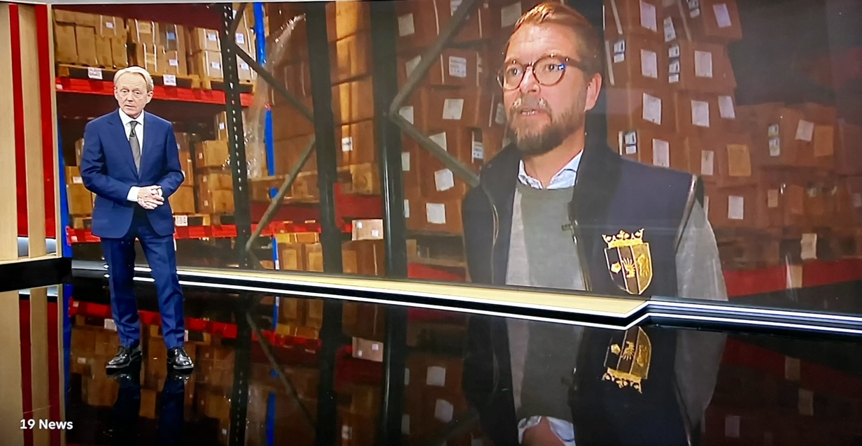 Erick Th&uuml;rmer i tv-interview fra Th&uuml;rmers lager
